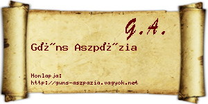 Güns Aszpázia névjegykártya